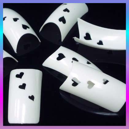 100x White Hearts Gel Acrylic French Nails Tips
