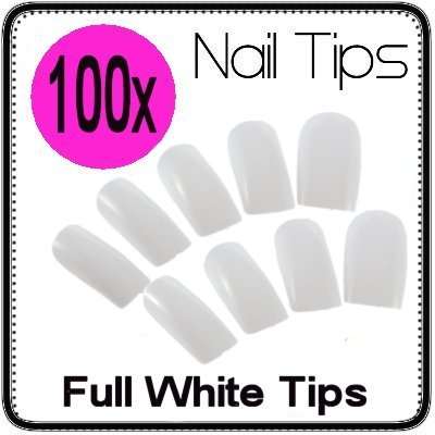 100x White FULL Nails Gel Acrylic French Art Tips