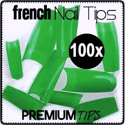 100x Green Nails Gel Acrylic French Art Tips