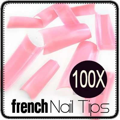 100x Baby Pink Nail Gel Acrylic French Art Tips