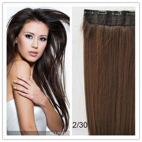 Fullhead Straight Hair Extension with 5 Clips Medium Brown #2/30