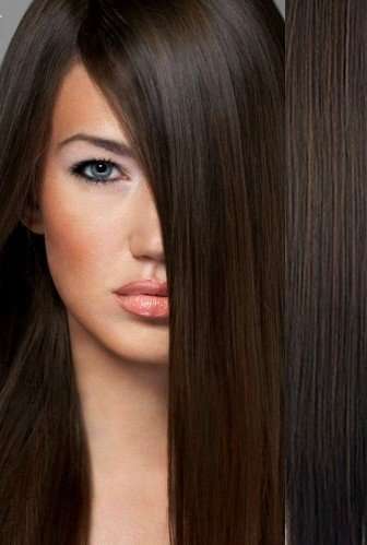 Fullhead Straight Hair Extension with 5 Clips Dark / Chocolate Brown #4