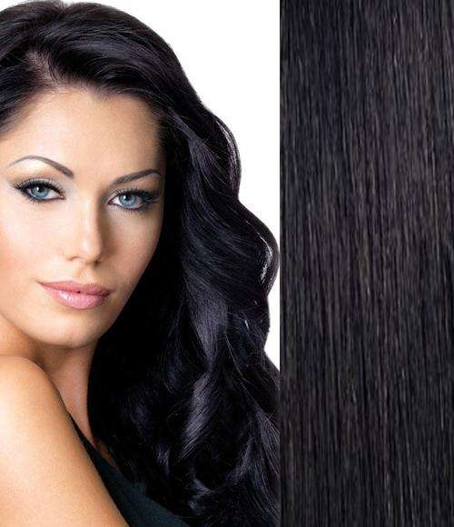 Fullhead Straight Hair Extension with 5 Clips Black #1