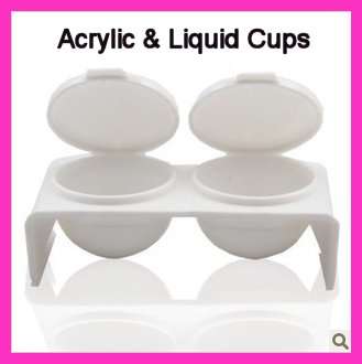 Double Cups Holder for Acrylic Nail Powder & Liquid White