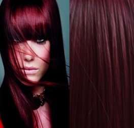 Hot!! 5 Clips on Straight Hair Extension Dark Red #99J
