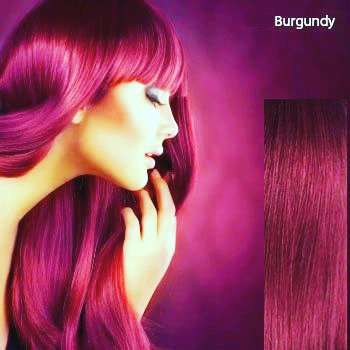 Fullhead Straight Hair Extension with 5 Clips Cherry Red #BURG