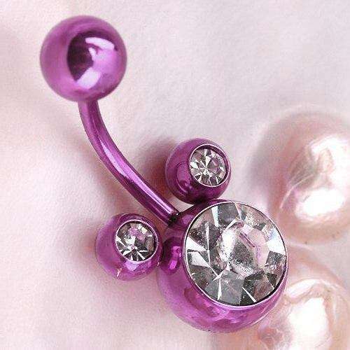 * Purple Mickey Crystal Belly Ring Body Jewelry Piercing *