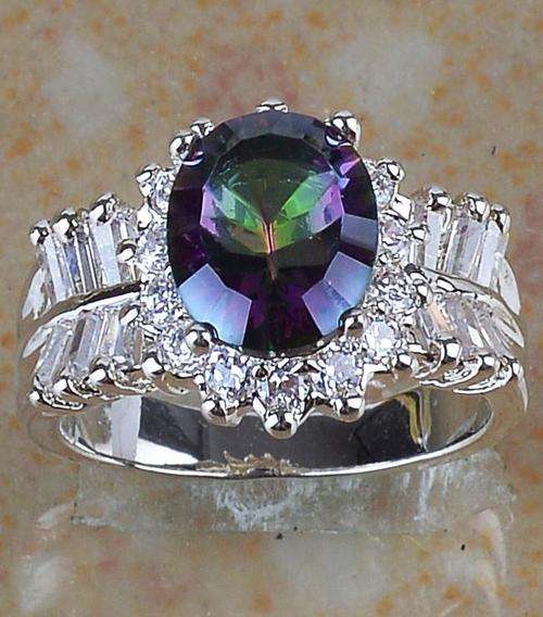 * Purple Rainbow Topaz Silver SP Ring Size 8 / Q *