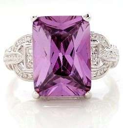 * Purple Amethyst Zircon Silver SP Ring Size 7.5 / O *