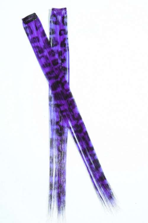 1pcs Clip on Leopard Synthetic Hair Extensions Purple