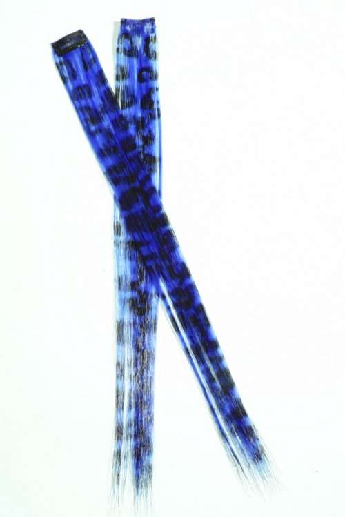 1pcs Clip on Leopard Synthetic Hair Extensions Blue