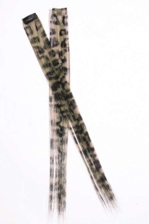 1pcs Clip on Leopard Synthetic Hair Extensions  White