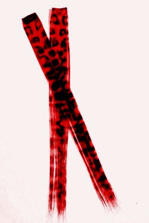 1pcs Clip on Leopard Synthetic Hair Extensions Red