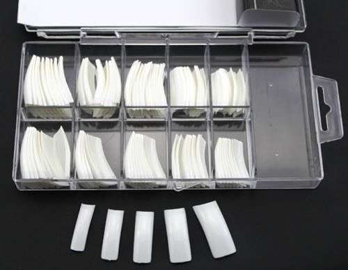 100x White Nails Salon Gel Acrylic French Tips in Case