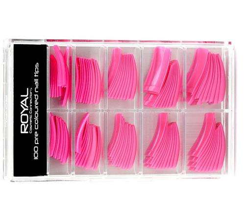 100x Hot Pink Nails Salon Gel Acrylic French Tips in Case