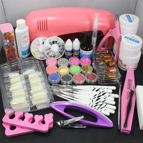 complete uv gel acrylic kit set uv lamp machine top coat