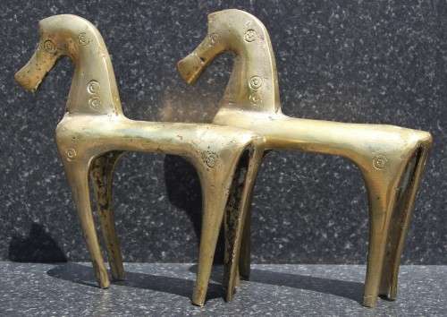 FOR PAMELA GREYLING - Set of 2 bronze Etruscan horses