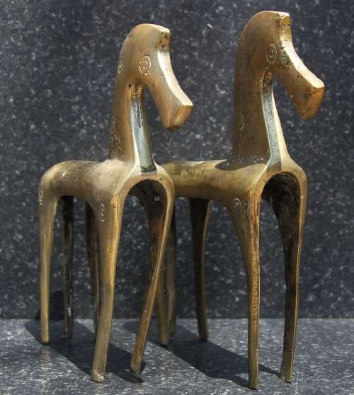 FOR PAMELA GREYLING - Set of 2 bronze Etruscan horses