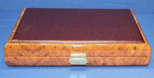 Leather and walnut Gentili cigar humidor.