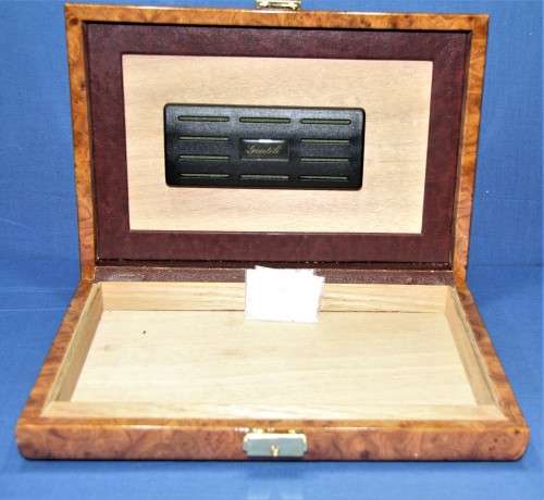 Leather and walnut Gentili cigar humidor.
