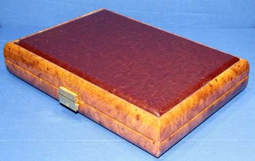 Leather and walnut Gentili cigar humidor.
