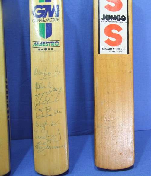 4 Mini Cricket Bats unknown signatures