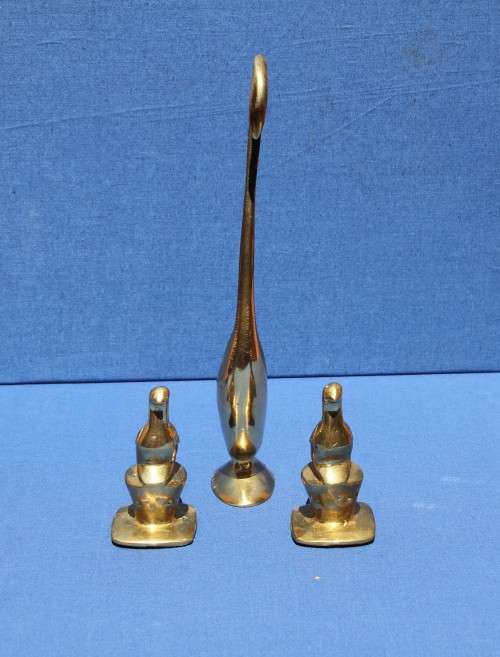 3 Vintage Brass Bird Ornaments