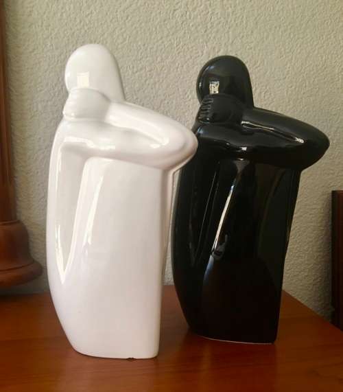 FOR RosFor5630 - Large Black & White Modern Ceramic Ornaments