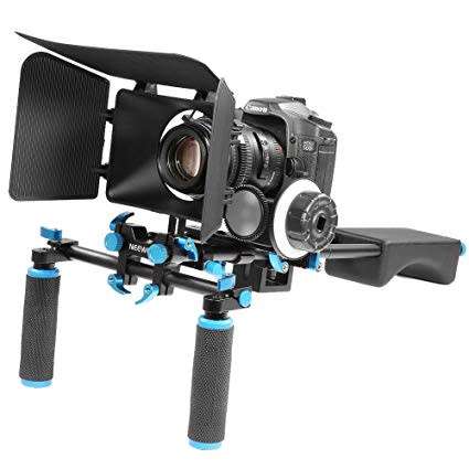 Shoulder rig for DSLR cameras.