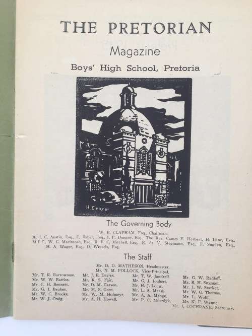 The Pretorian Magazine Boys' High School, Pretoria - 1945, 1947 & 1948