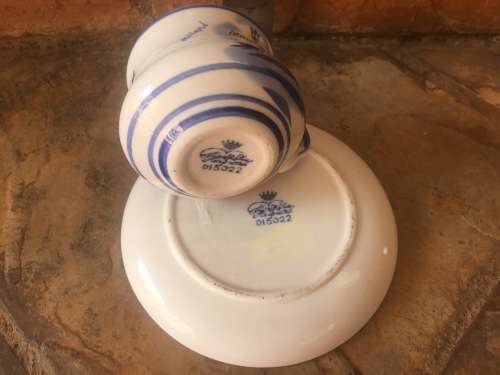 Delft Cup and Saucer with Floral and Windmill Pattern