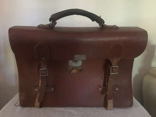 Vintage Leather School Case - Approx. 40 Years or Older & Still Going Strong!