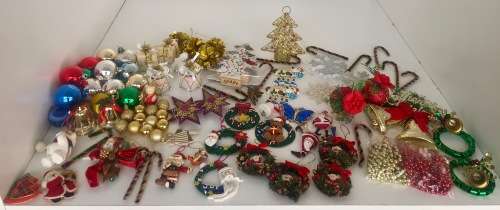 Large Mixed Lot of Christmas / Xmas Ornaments - Over 70 Items!!!