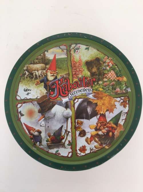 Vintage Collectible Kabouter Seizoenen Koekjes Tin