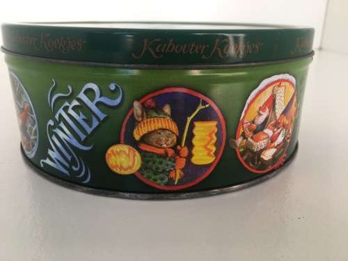 Vintage Collectible Kabouter Seizoenen Koekjes Tin