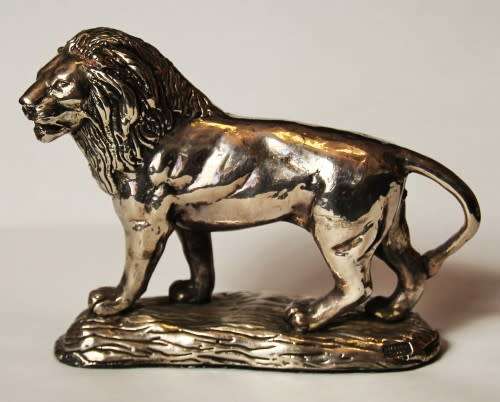 Afrisilver!! Sterling Silver Wax Filled Afrisilver Lion Figurine - Value R 2 750
