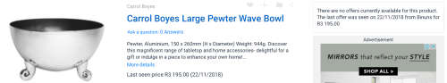 Carrol Boyes Large Pewter Wave Bowl