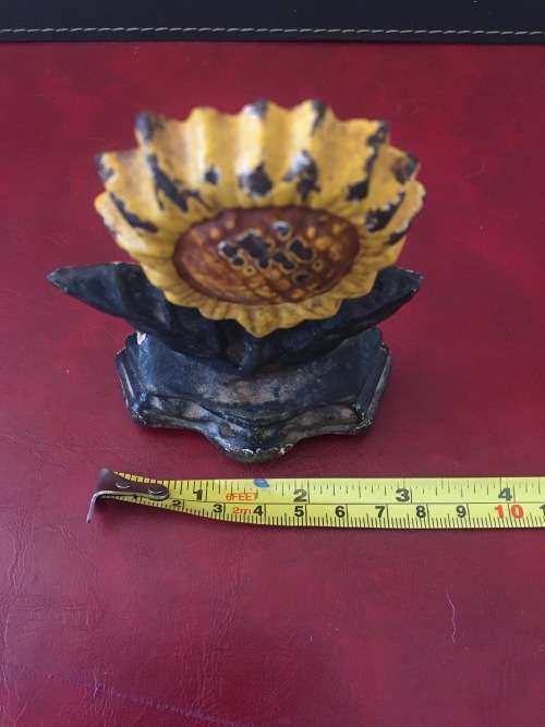 Vintage Sunflower Cast Iron Door Stop with Loads of Character