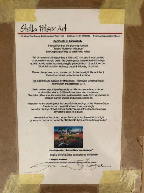 Original Stella Pelser Art - `Boland Plaas van Verlange!`