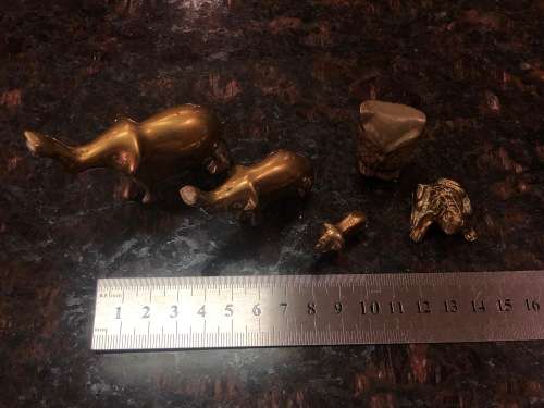 Absolutely Gorgeous Brass Ornaments - Elephant Trio, Owl and Frog