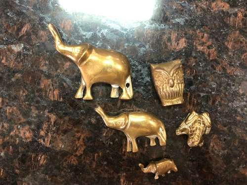 Absolutely Gorgeous Brass Ornaments - Elephant Trio, Owl and Frog