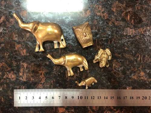 Absolutely Gorgeous Brass Ornaments - Elephant Trio, Owl and Frog