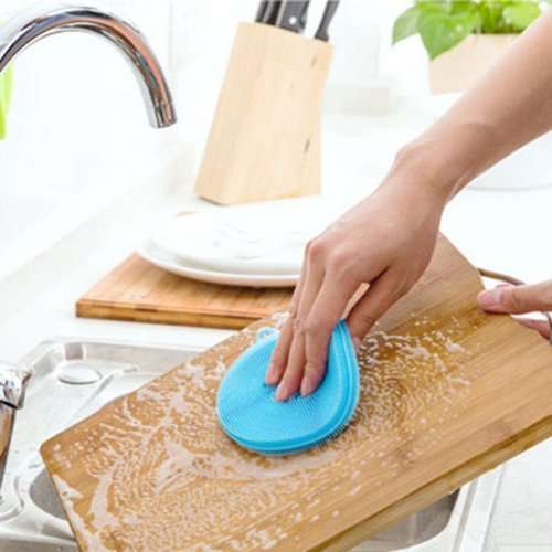 3 Pcs Food grade anti-bacterial silicone kitchen scrubber sponge | Mildew-free | Multi-purpose