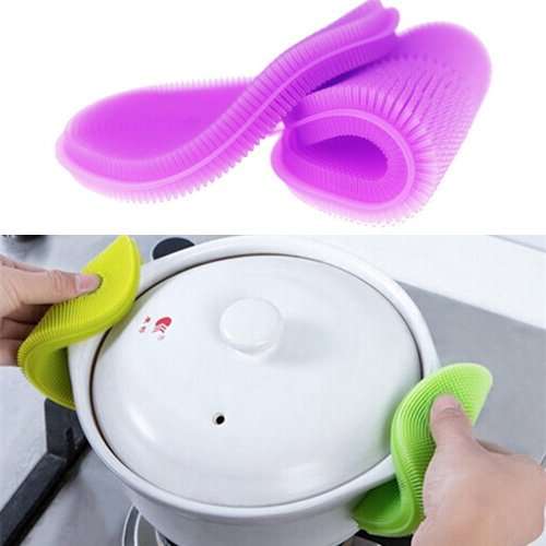 3 Pcs Food grade anti-bacterial silicone kitchen scrubber sponge | Mildew-free | Multi-purpose