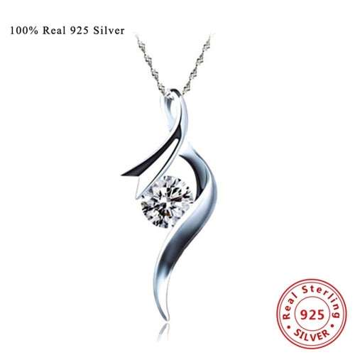 Sterling Silver pendant | Sterling Silver necklace | 925 Silver pendant w/ Cubic Zirconia stone