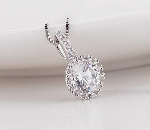 Necklaces | white gold necklace plated  w/ zircon | ladies necklace  | In stock