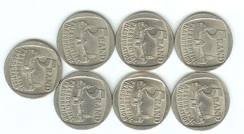 6 X INAUGURATION R 5 COINS IN ONE AUCTION.BIDDING IS PER COIN.