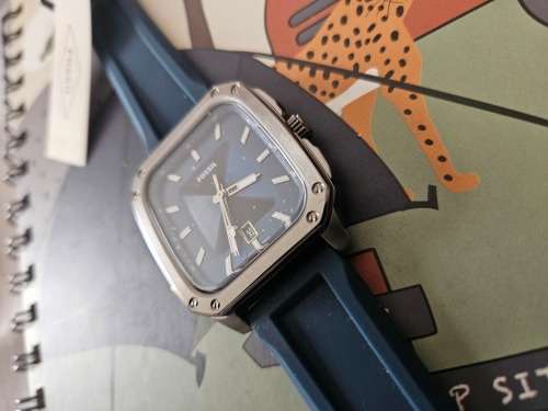 Fossil Men`s Inscription Three-Hand Date Navy Silicone Watch - FS5979