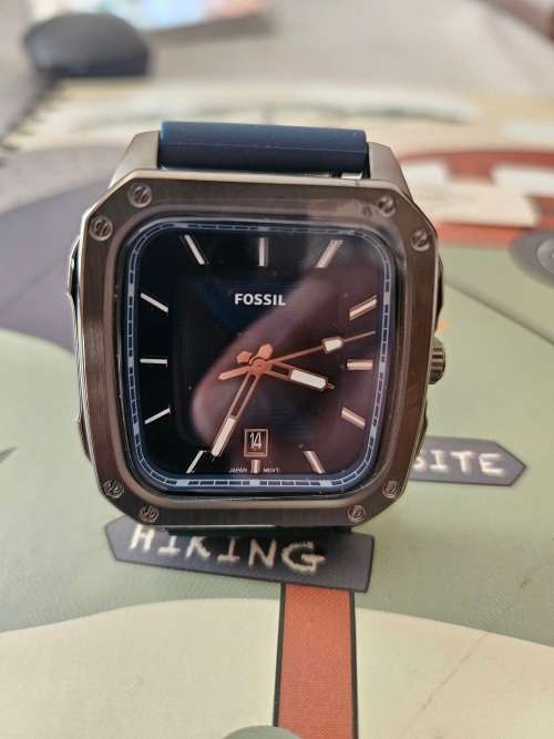 Fossil Men`s Inscription Three-Hand Date Navy Silicone Watch - FS5979