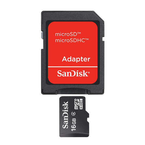 SanDisk 16GB microSDHC Memory Card Class 4 With SD Adapter